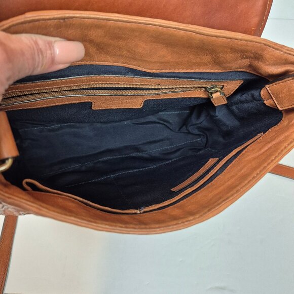 Brooks Brothers Natural Straw Weave with Leather Trim Crossbody - Picture 8 of 16